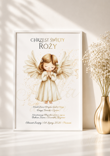 Pamiątka na chrzest- Anioł dla dziewczynki